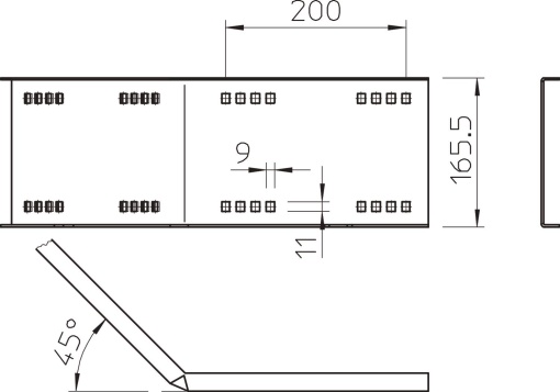 União curva 45º interna para sistema grandes vãos 160 160x500 Aço galvanizado por imersão a quente após maquinação