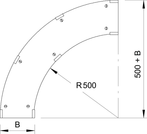 Tampa para ângulo de 90º Sistema grandes vãos 110 e 160 B200mm Aço galvanizado pelo método Sendzimir