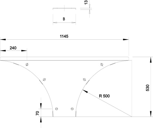 Tampa para derivação simples Sistema grandes vãos 110 e 160 B500mm Aço galvanizado pelo método Sendzimir