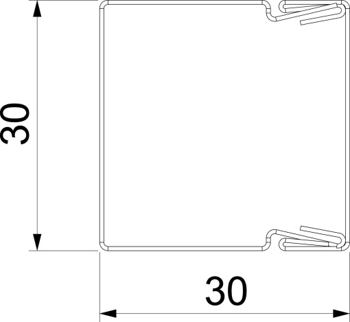 Calha com base perfurada 30x30x2000 Aço galvanizado pelo método Sendzimir