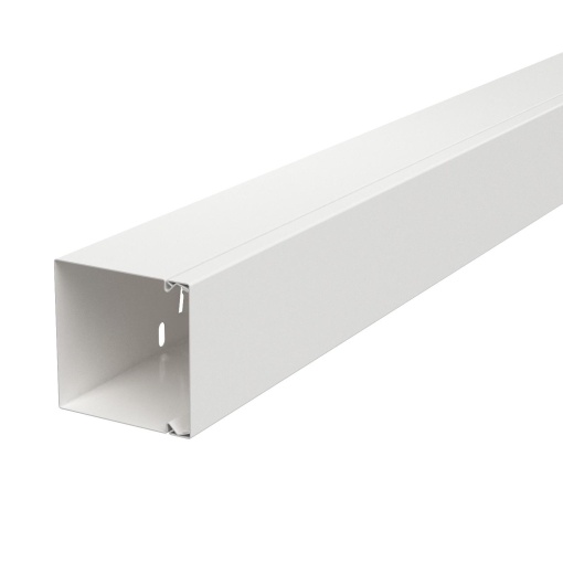 Calha com base perfurada 80x80x2000 Aço com galvanização contínua  com revestimento de plástico branco puro RAL 9010