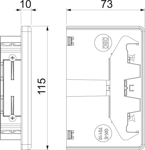 Topo 70x110mm Policarbonatoacrilonitrila-butadieno-estireno alumínio branco RAL 9006