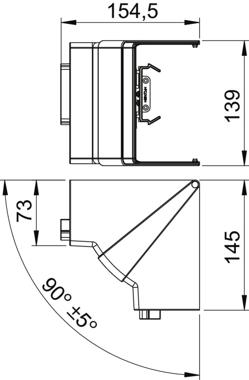 Ângulo interno variável 70x130mm Policarbonatoacrilonitrila-butadieno-estireno cinzento claro RAL 7035
