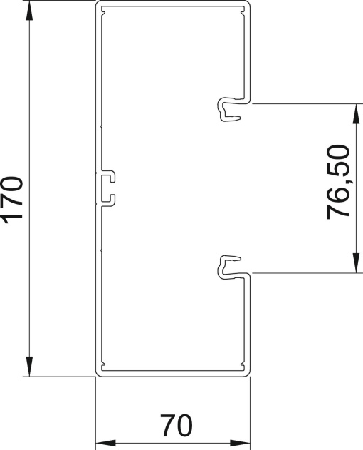 Calha técnica com base perfurada 70x170x2000 Policloreto de vinilo branco puro RAL 9010
