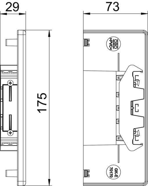 Topo 70x170mm Policarbonatoacrilonitrila-butadieno-estireno alumínio branco RAL 9006