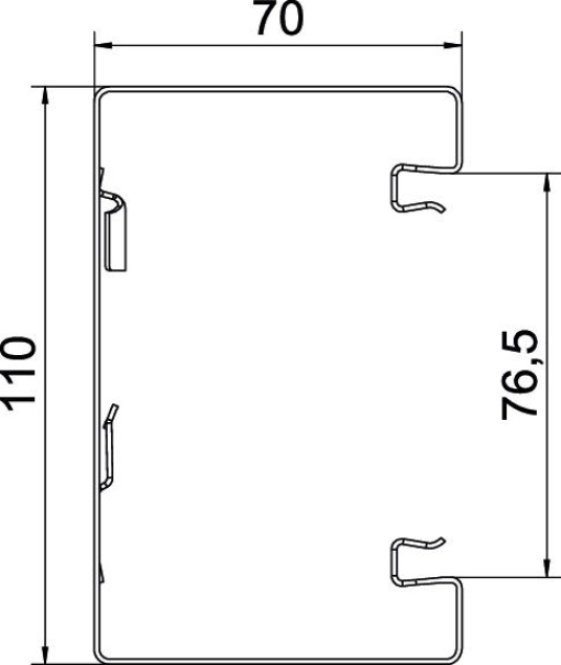 Calha técnica simétrica 70x110x2000 Aço cinzento claro RAL 7035