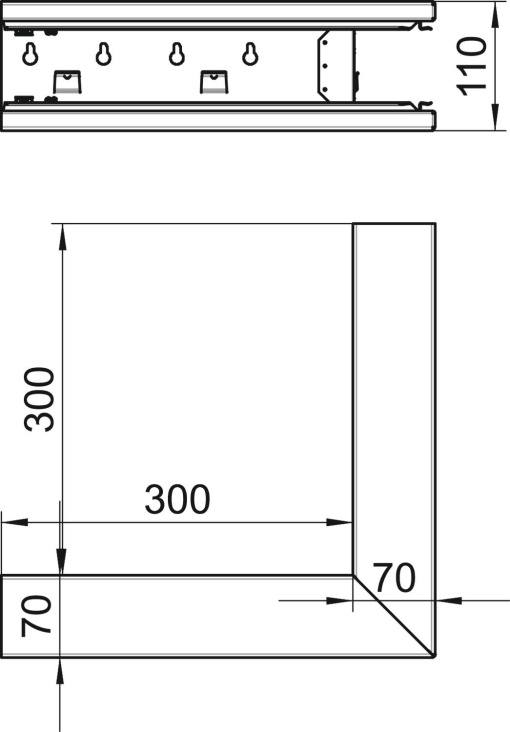 Ângulo externo simétrico 70x110x300 Aço branco puro RAL 9010