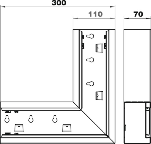 Ângulo plano simétrico 70x110x300 Aço branco puro RAL 9010