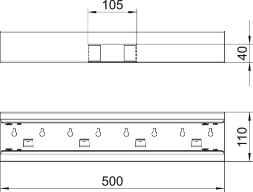Derivação em T simétrica 70x110x500 Aço branco puro RAL 9010