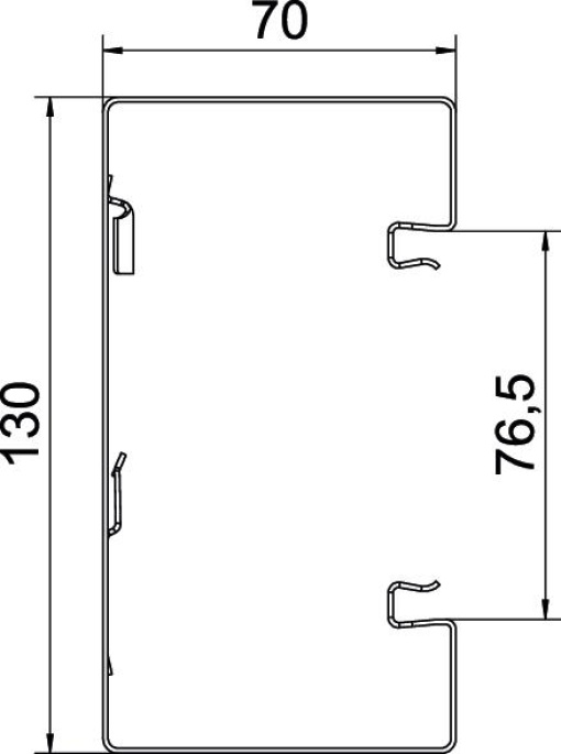 Calha técnica simétrica 70x130x2000 Aço cinzento claro RAL 7035
