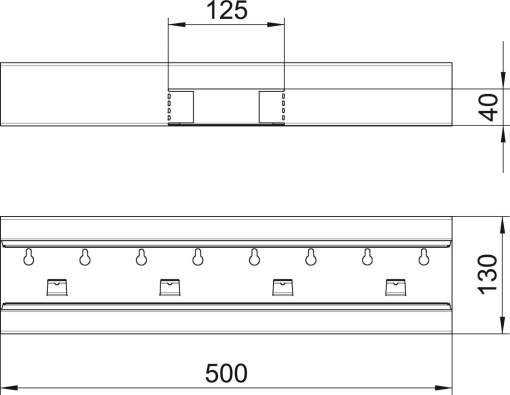 Derivação em T simétrica 70x130x500 Aço branco puro RAL 9010