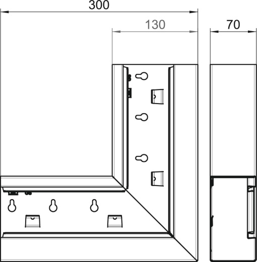 Flat angle rising asymmetrical 70x130x300 Aço branco puro RAL 9010
