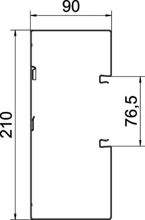 Calha técnica assimétrica 90x210x2000 Aço branco puro RAL 9010