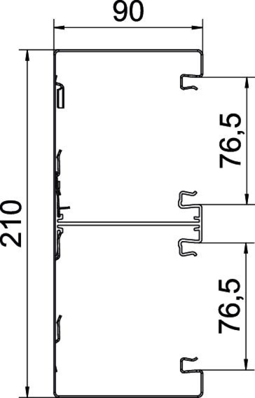 Calha técnica simétrica 90x210x2000 Aço branco puro RAL 9010