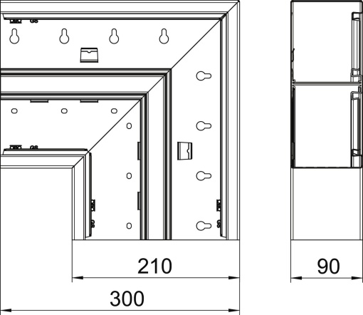 Flat angle falling symmetrical 90x210x300 Aço branco puro RAL 9010