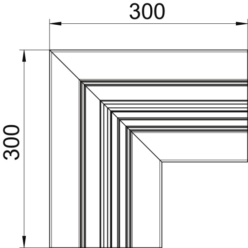 Ângulo plano simétrico 70x170x300 Alumínio branco puro RAL 9010