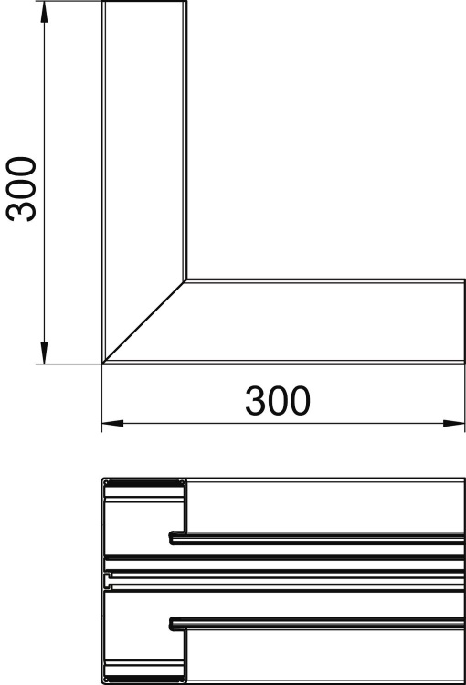Ângulo interno simétrico 70x170x300 Alumínio branco puro RAL 9010