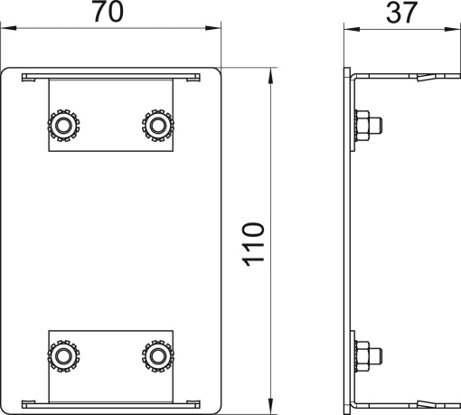 Topo 70x110x37 Alumínio branco puro RAL 9010
