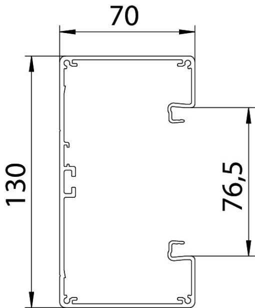 Calha técnica simétrica 70x130x2000 Alumínio anodizado