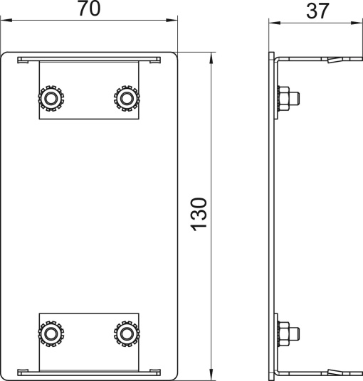Topo 70x130x37 Alumínio branco puro RAL 9010