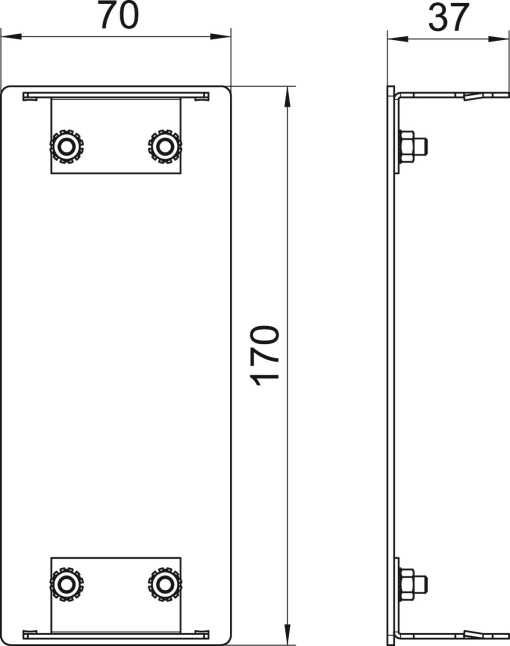 Topo 70x170x37 Alumínio branco puro RAL 9010