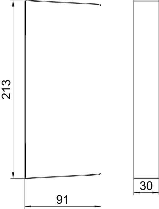 Tapa juntas 90x210x30 Aço branco puro RAL 9010