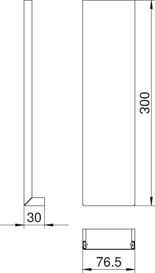 Tampa para Ângulo externo de 80 12x76,5x300 Aço branco puro RAL 9010