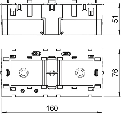 Caixa de aparelhagem tripla para Modul 45 51x76x160 Poliamida cinzento RAL 7011