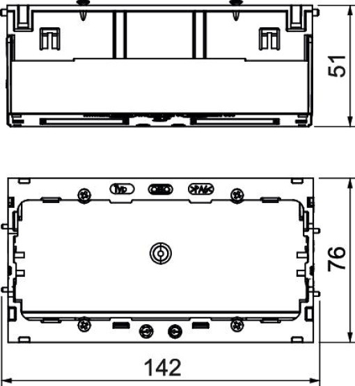 Caixa de aparelhagem dupla 51x76x142 Poliamida cinzento RAL 7011