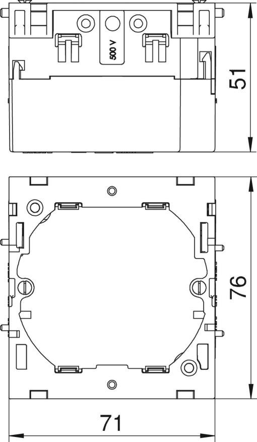 Caixa de aparelhagem simples 51x76x71 Poliamida cinzento RAL 7011