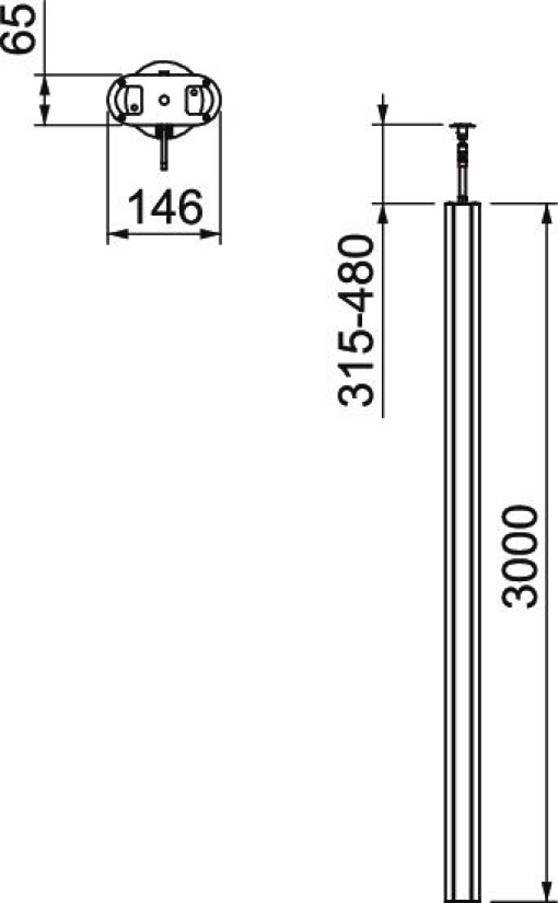 Service pole Floorceiling 3000x146x65 Alumínio branco puro RAL 9010