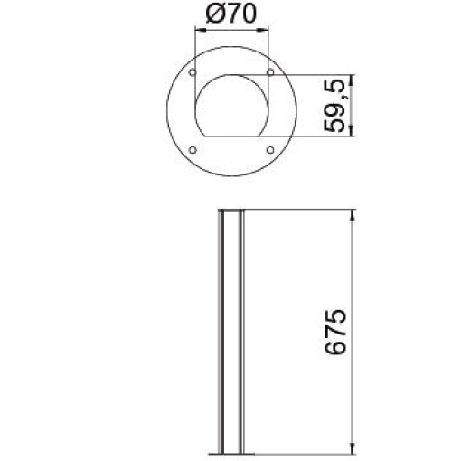 Coluna Chão 675x70x60 Alumínio revestido a pó preto RAL 9005