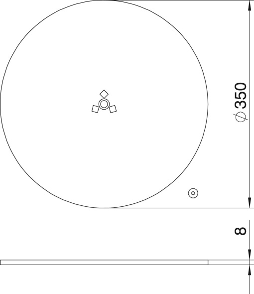 Base para colunas F Ø350x8mm Aço branco puro RAL 9010
