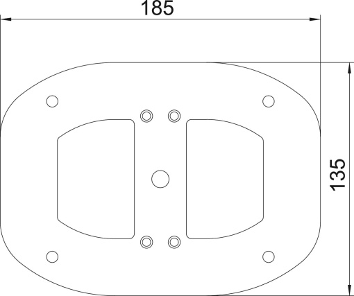 Base para ISSDM45 185x135x3 Aço com galvanização contínua  com revestimento de plástico branco puro RAL 9010