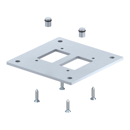 Base para colunas, indústria 250x250x8mm Aço com galvanização contínua  com revestimento de plástico alumínio branco RAL 9006