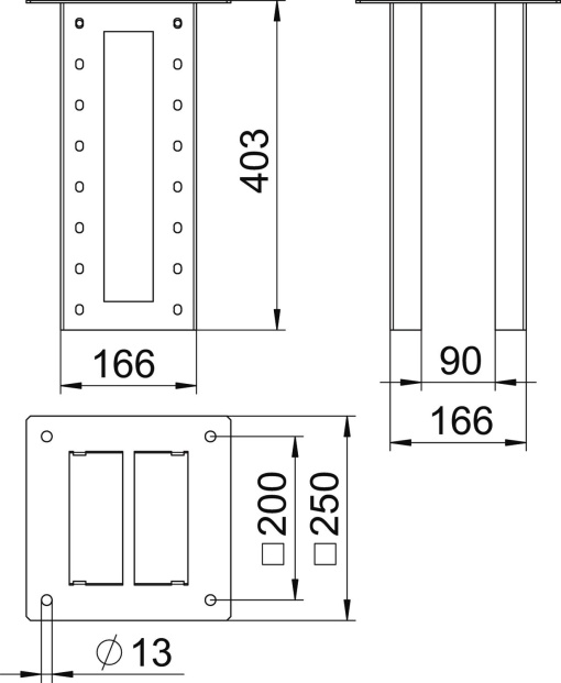 Fixador para colunas, indústria 403x250x250 Aço alumínio branco RAL 9006
