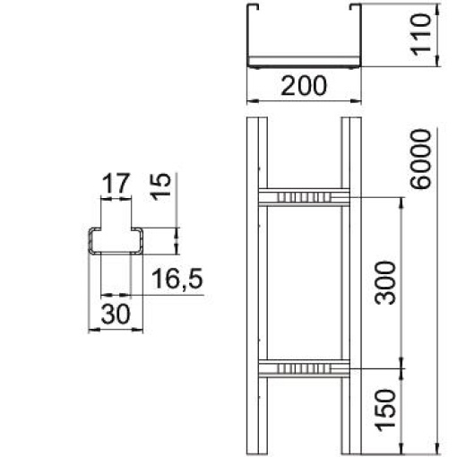 Caminho cabo escada grande vão aba perfurada 110x200x6000 Aço galvanizado pelo método Sendzimir zinco