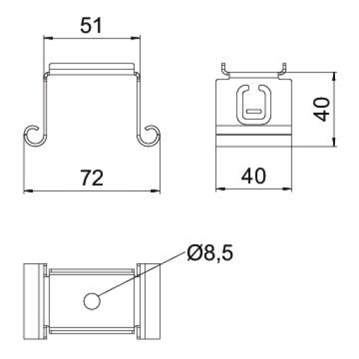 Suspensão central para caminho de cabos em chapa B70mm Aço galvanizado pelo método Sendzimir zinco