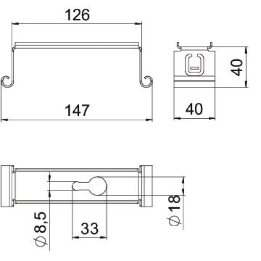 Suspensão central para caminho de cabos em chapa B150mm Aço galvanizado pelo método Sendzimir zinco