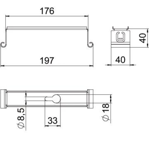 Suspensão central para caminho de cabos em chapa B200mm Aço galvanizado pelo método Sendzimir zinco
