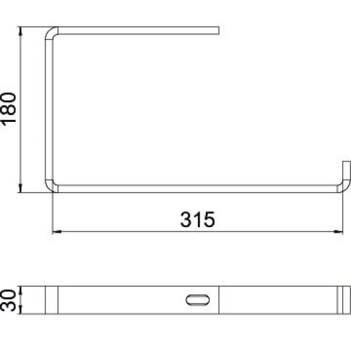 Consola de teto Perfil plano B300mm Aço PES135 - Poliéster preto RAL 9005