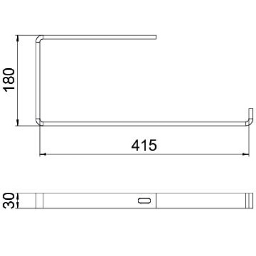 Consola de teto Perfil plano B400mm Aço PES135 - Poliéster preto RAL 9005