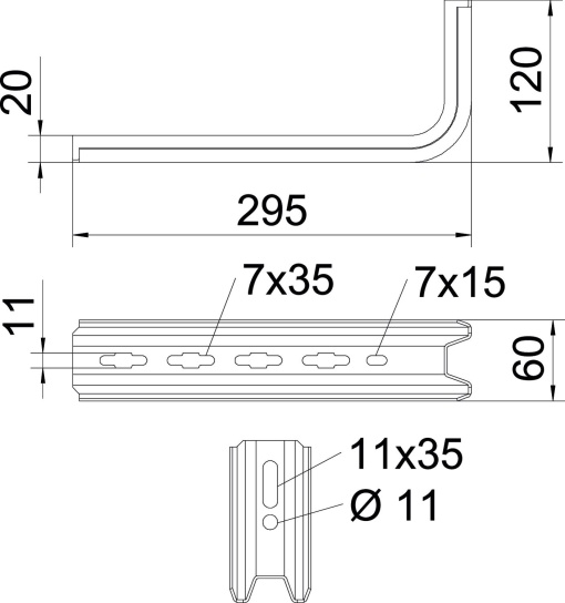 ConsolaPendural TP Usar como pendural e consola B295mm Aço galvanizado pelo método Sendzimir zinco