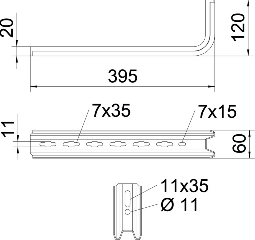 ConsolaPendural TP Usar como pendural e consola B395mm Aço galvanizado pelo método Sendzimir
