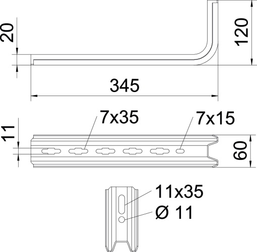 ConsolaPendural TP Usar como pendural e consola B345mm Aço galvanizado pelo método Sendzimir zinco