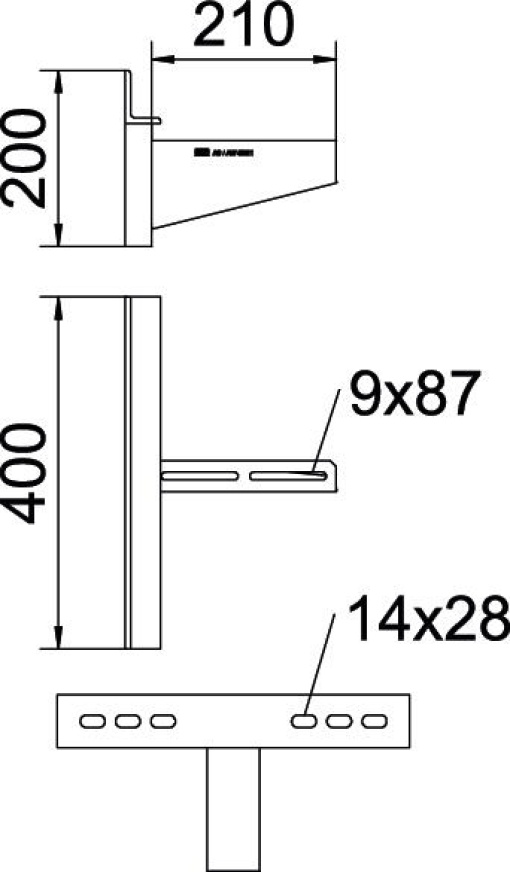 Consola mural modelo para grandes cargas B210mm Aço Galvanizado por imersão a quente após maquinação zinco