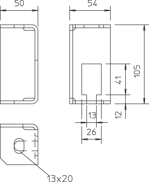 Suporte de teto antifogo para manutenção de funções 105x50x54 Aço galvanizado por imersão a quente após maquinação