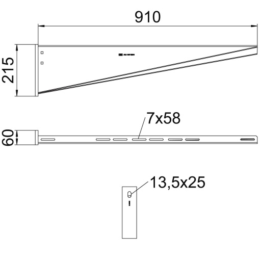 Consola mural com cabeça soldada B910mm Aço galvanizado por imersão a quente após maquinação