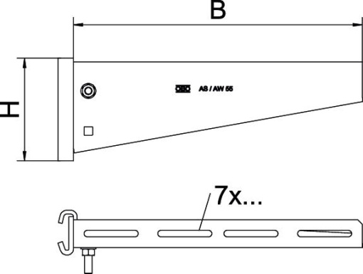 Consola de garra para perfil IS 8 B510mm Aço Galvanizado por imersão a quente após maquinação zinco
