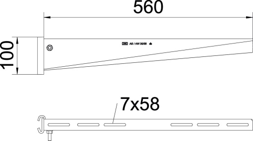 Consola de garra para perfil IS 8 B560mm Aço Galvanizado por imersão a quente após maquinação zinco